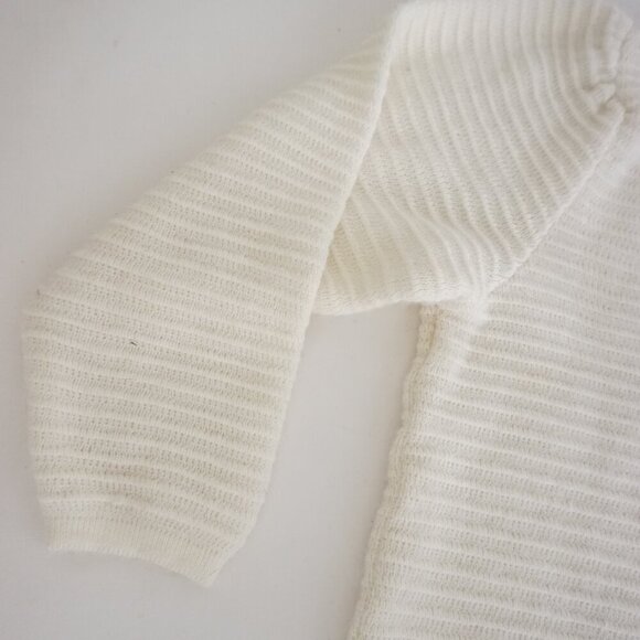 Vintage White Knit Ribbed 15% Angora Mockneck Sweater S Made in Italy - Picture 6 of 14